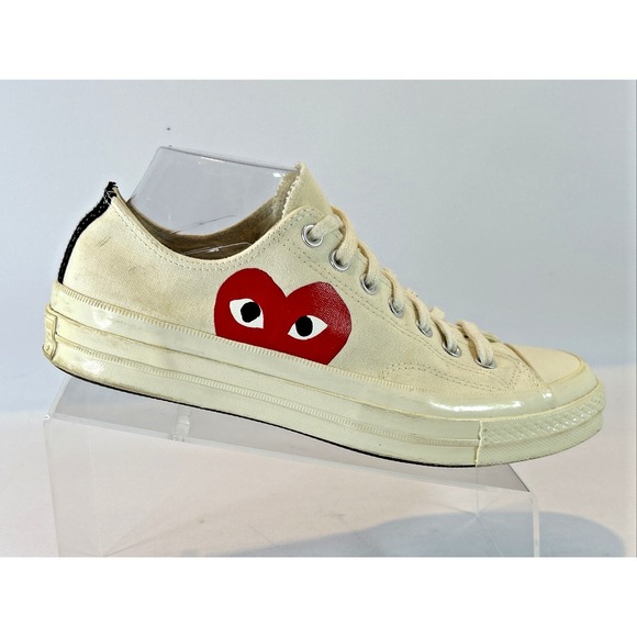 Converse All Star x Comme des Garcons Men's 9 White Low Top Chuck Sneakers Shoes